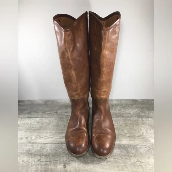 Frye 75449 Melissa Button 2 Brown Leather Knee-High Riding Womens Boots Size 10 - Picture 3 of 10